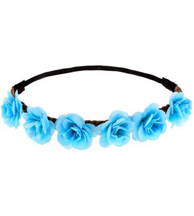 Headbands Rose Flower Wreath Headband Floral Crown Garland Halo for Wedding HH14 - Blue - CF12IENEN3L $8.36