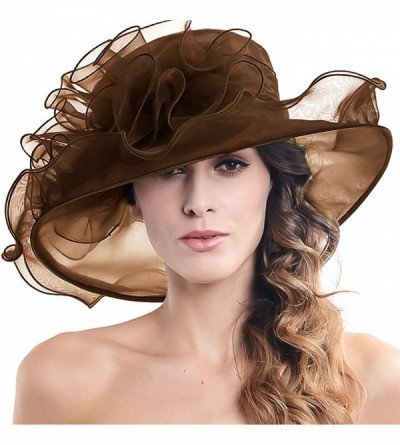 Sun Hats Kentucky Derby Church Hats for Women Dress Wedding Hat - Brown - C212EKD7U2P $18.01