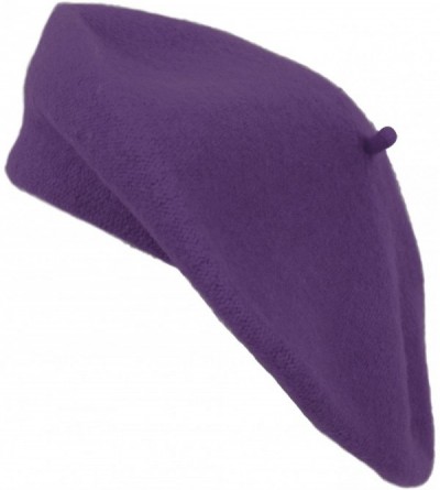 Berets 3 Pieces Pack Ladies Solid Colored French Wool Beret - Dark Purple-3 Pieces - CU12NAG0MKK $18.38