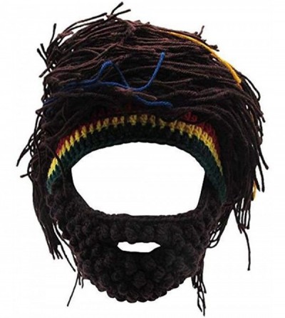 Skullies & Beanies Funny Knit Hat Creative Beanie Beard Original Barbarian Knit Beard Hat Halloween Caps Beard Facemask - Rai...