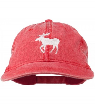Baseball Caps American Moose Embroidered Washed Cap - Red - CI11QLM6FJX $17.63