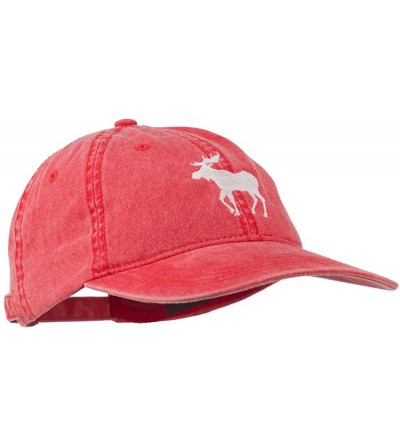 Baseball Caps American Moose Embroidered Washed Cap - Red - CI11QLM6FJX $17.63