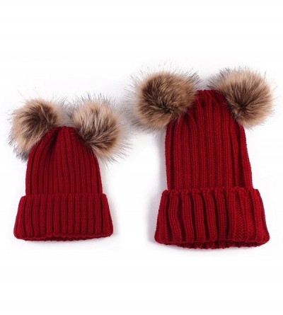 Skullies & Beanies Family Matching Hat Winter Warm Cotton Knitting Beanie Cap for 0-3 Years Baby - A05 - Red - CZ1886W69M2 $1...