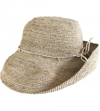Sun Hats Womens Crocheted Raffia Round Hat with Natural Straw Color. Packable and Foldable - CN119WXL057 $37.90
