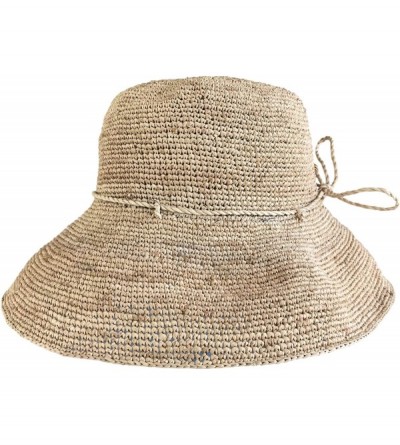 Sun Hats Womens Crocheted Raffia Round Hat with Natural Straw Color. Packable and Foldable - CN119WXL057 $37.90