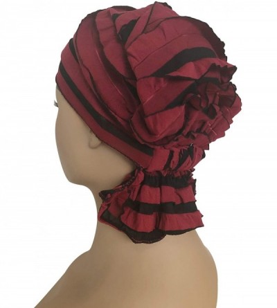 Skullies & Beanies Chemo Cap-Turban Headwear-Multi Function Headwrap and Chemo Hats for Hairloss - Stripes- Wine Red - CH186Z...