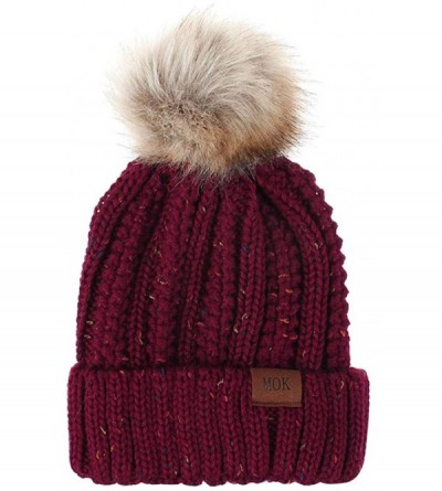 Skullies & Beanies New Women Keep Warm Winter Casual Knitted Hat Wool Hemming Hat Ski Hat - Wine1 - CA1932M60QU $9.29