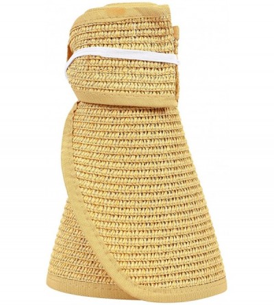 Sun Hats Women's Summer Wide Brim Roll-Up Straw Sun Visor Hat - Beige - CC12NW7KFV6 $13.04