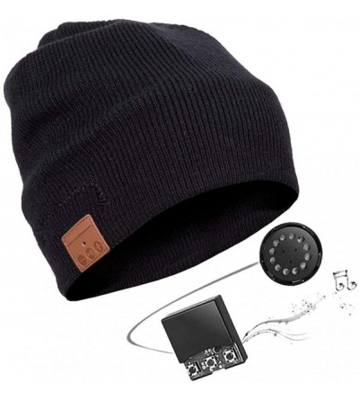 Skullies & Beanies Men's Bluetooth Beanie Hat Warm Winter Music Hat Built-in Stereo Speaker & Mic - A Black - C51936OC6AG $11.36