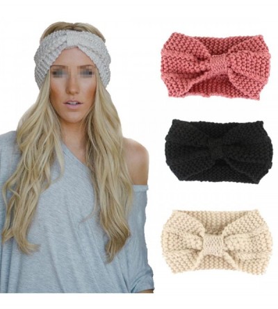 Headbands Women's Bowknot Design Winter Warm Twist Knitted Wool Headgear Crochet Headband Head Wrap Hairband(Purplish Red) - ...