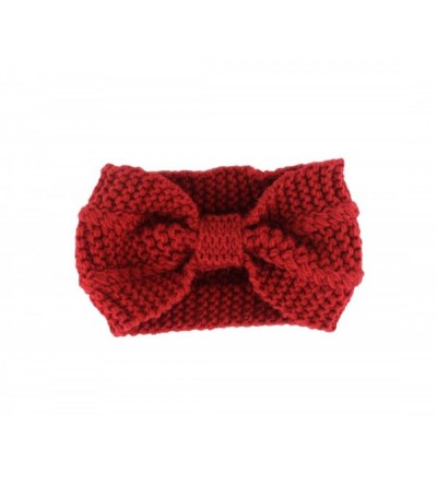 Headbands Women's Bowknot Design Winter Warm Twist Knitted Wool Headgear Crochet Headband Head Wrap Hairband(Purplish Red) - ...