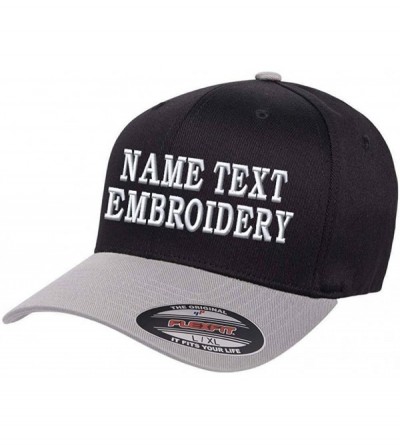 Baseball Caps Custom Embroidery Hat Flexfit 6277 Personalized Text Embroidered Fitted Size Cap - Black / Grey - CO180UM907Y $...