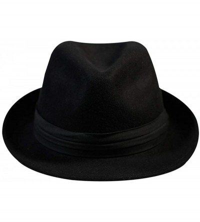 Fedoras Wool Fedora Hats for Men Trilby Gatsby Hat Felt Manhattan Women Outfit Decorations - Black - C918I0QN62E $28.95