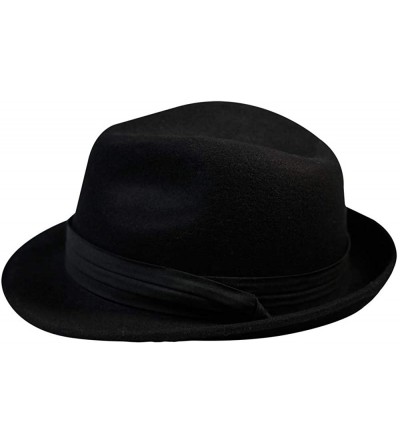Fedoras Wool Fedora Hats for Men Trilby Gatsby Hat Felt Manhattan Women Outfit Decorations - Black - C918I0QN62E $28.95
