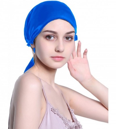 Skullies & Beanies Silk Night Cap Satin Head Cover Bonnet Hair Care - Blue 03 - C7182233M4M $10.84