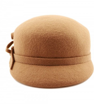 Newsboy Caps Womens Visor Beret Newsboy Cap Wool Felt Cloche Flower Hat Winter Hat for Ladies Girls - Khaki - C118KIC6EYD $15.76