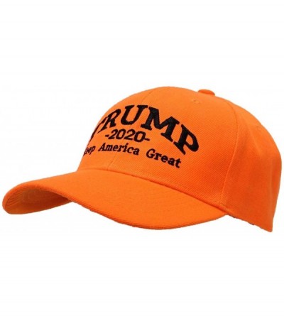 Baseball Caps Adult Embroidered Trump 2020 Keep America Great Campaign Cap - Blaze Orange W/Black Thread - CL18UMGCN2X $28.51