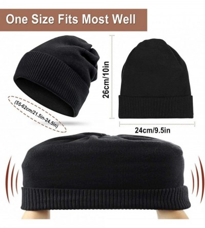 Skullies & Beanies Winter Beanie Hat Unisex Knit Thick Beanie Slouchy Skull Hat for Women Men Windproof Beanie Ski Cap - Blac...
