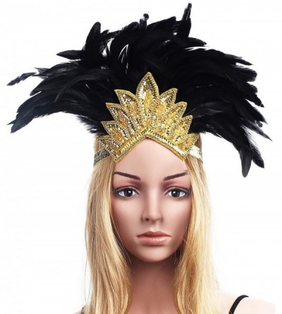 Headbands Feather Headband Carnival Headpiece - Gold Crystal - CB12O4Z9CKG $15.76