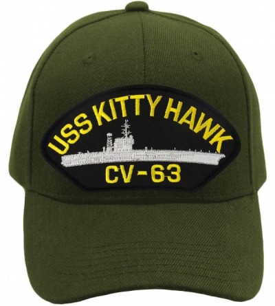 Baseball Caps USS Kitty Hawk CV-63 Hat/Ballcap Adjustable One Size Fits Most - Olive Green - CZ18SC7O3CK $26.73