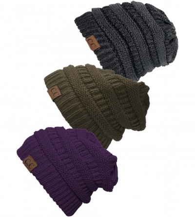 Skullies & Beanies Women's 3-Pack Knit Beanie Cap Hat - CS18LQULZMR $51.62