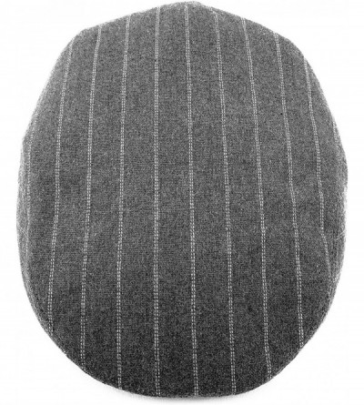 Newsboy Caps Classic Men's Flat Hat Wool Newsboy Herringbone Tweed Driving Cap - Gray Stripe - C419447ZH7O $16.69