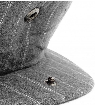 Newsboy Caps Classic Men's Flat Hat Wool Newsboy Herringbone Tweed Driving Cap - Gray Stripe - C419447ZH7O $16.69