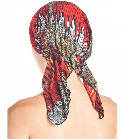Skullies & Beanies Pre Tied Bandana Turban Chemo Head Scarf Sleep Hair Cover Hat - Red/Brown/Black Abstract - CG187I7AUKS $13.33