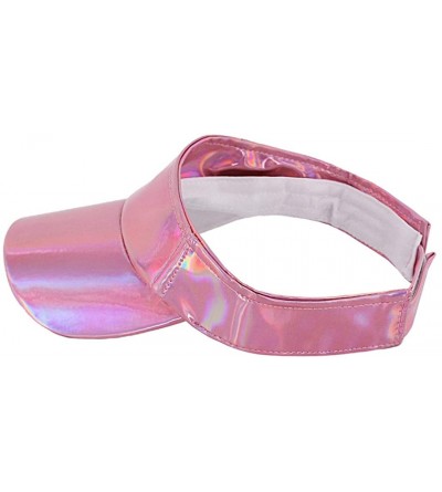 Visors Women Unisex PU Visors Wide Brim UV Protective Sportswear Visors Golf Tennis Sunhat - Fancy Pink - C1196Z5W27N $12.69