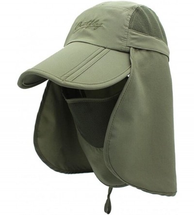Sun Hats Neck Face Flap Outdoor Cap UV Protection Sun Hats Fishing Hat Quick-Drying UPF50+ - Army Green - C41838X7K00 $15.51