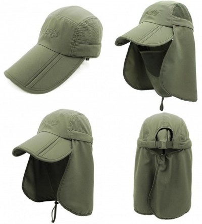 Sun Hats Neck Face Flap Outdoor Cap UV Protection Sun Hats Fishing Hat Quick-Drying UPF50+ - Army Green - C41838X7K00 $15.51