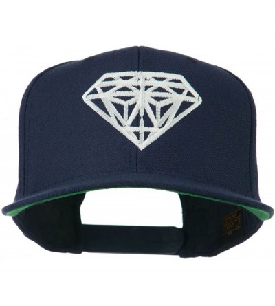 Baseball Caps Big Diamond Embroidered Flat Bill Cap - Navy - CV11KYP3EFV $30.58