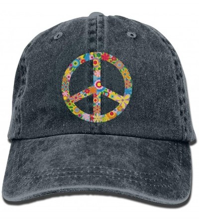 Baseball Caps Colorful Flowers Peace Sign Unisex Cowboy Hat Design for Man and Woman - Navy - C9182KMNXTT $12.09
