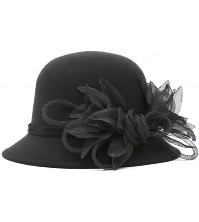 Fedoras Women's Wool Felt Flowers Church Bowler Hats - C818HC6762E $22.95