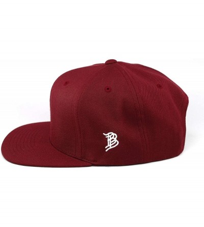 Baseball Caps 'The Old Glory' Leather Patch Classic Snapback Hat - One Size Fits All - Maroon - CN18IGO077U $26.49