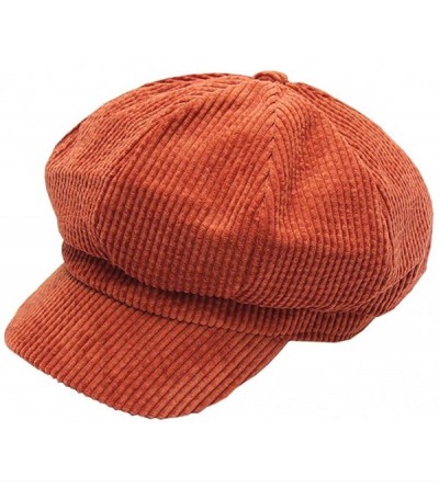 Newsboy Caps Women's Octagonal Hat Cotton Corduroy Newsboy Cap Gatsby Ivy Hat - Rust - CA18Z8G7HLL $38.58