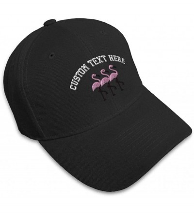 Baseball Caps Custom Baseball Cap Pink Flamingos Embroidery Acrylic Dad Hats for Men & Women - Black - CO18XG33T4H $23.30