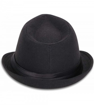 Fedoras Men's Women's Manhattan Structured Gangster Trilby Fedora Hat - P_black/Red - CW11N2MFM7B $14.19