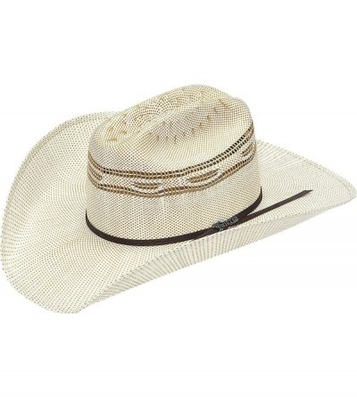 Cowboy Hats Men's Bangora Straw Two Cord Cowboy Hat Tan 7 1/8 - CU127Z7N94V $62.07