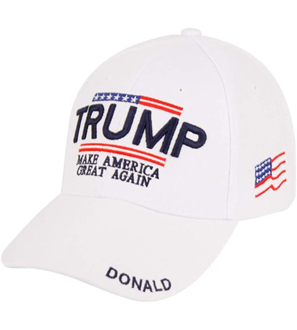 Baseball Caps Trump with American Flag Baesball Cap - White - CR18IXQ5H77 $11.51