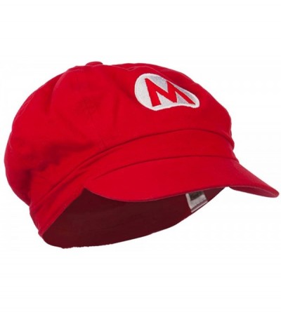 Newsboy Caps Circle Mario and Luigi Embroidered Cotton Newsboy Cap - Red - CH11ND5ITLX $16.04