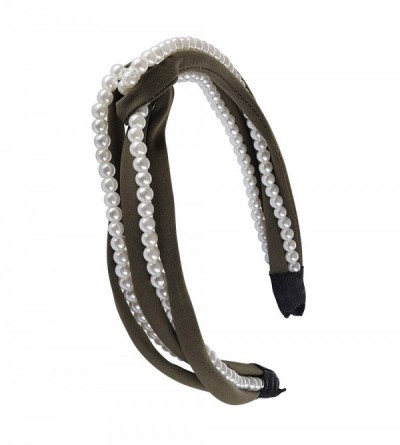 Headbands Ladies Trendy Stylish Top-knot Headband Elegant Hair Accessory (Olive) - Olive - CI18W2WUT9Z $15.53