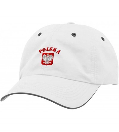 Baseball Caps Poland Polska Seal Flag Embroidery Richardson Polyester Water Repellent Cap White/Charcoal - CB1879DOS2W $27.33