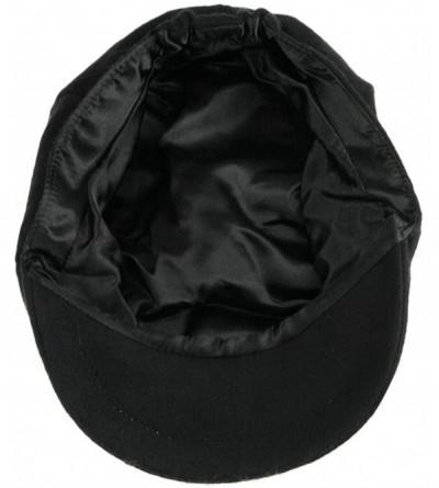 Newsboy Caps Unisex Mens Women Snap Brim Beret Newsboy Cap Tweed Winter Warm Cabbie Ivy Hat - Black - C512NDUFLL5 $21.35