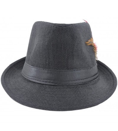 Fedoras Fedora Hat with Feathers Gatsby Holiday Octoberfast Bavarian Alpine Trlbe Dress Up Hats - Khaki - CP12BWNOEJD $17.83