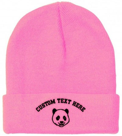 Skullies & Beanies Custom Beanie for Men & Women Panda Bear Face Embroidery Acrylic Skull Cap Hat - Soft Pink - CF18ZS2O3HA $...