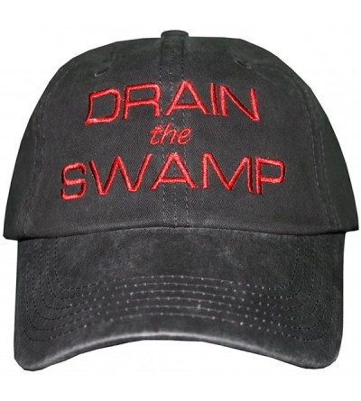 Baseball Caps Drain The Swamp Hat Trump Cap - Distressed Black/Darkred Embr. - CY12O4YTKCZ $15.56