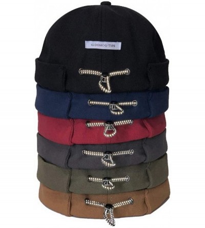 Skullies & Beanies Unisex Beanie Cotton Docker Brimless Hat Rolled Cuff Harbour Hat with Drawstring - Black - CR193W2T6O8 $16.61