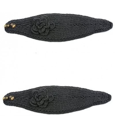 Headbands Women's Headband Neck/Ear Warmer Hand Made Black 812HB - 2 Pcs Grey & Grey - CH122N41U33 $23.72