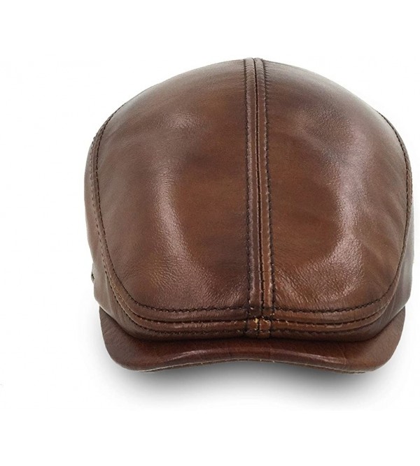 Flat Cap Cabby Hat Genuine Leather Vintage Newsboy Cap Ivy Driving Cap ...